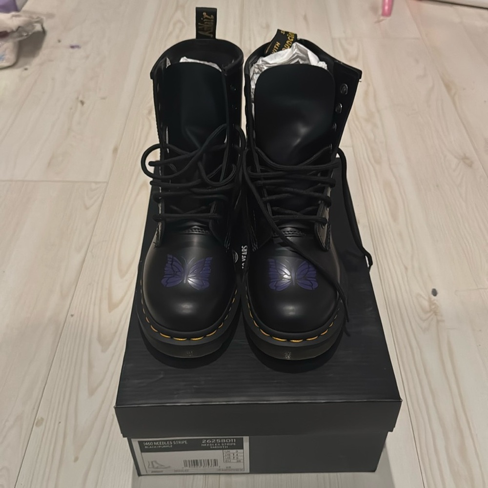 DR Martens 1460 Needles Stripe Black Purple boots size US woman 5